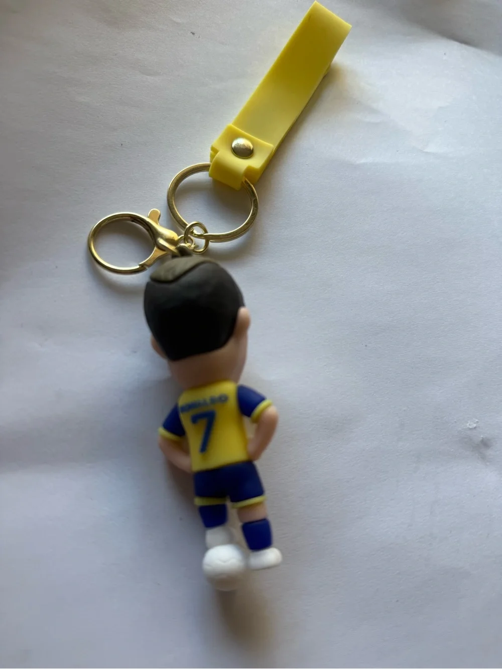 FIFA World Cup Ronaldo yellow Silicone Keychain with Multicolor Ronaldo Charm